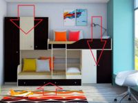 ניתן להכין סט רהיטים כזה על פי הזמנה. במקרה זה, המידות והציוד של מיטת קומותיים עם ספה נקבעים על פי תנאי ההתייחסות המקוריים