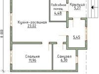 הפרויקט של בית חד קומתי 8 × 8 מגושי קצף