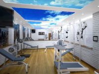 גימור תקרה מיוחד ימנע התקפות של קלסטרופוביה. אוורור יעיל שימושי בחדר הכושר